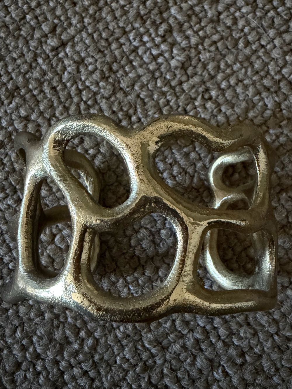 Openwork Sculptural Cuff Bracelet in Metallic Gold
